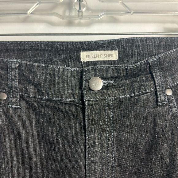 Eileen Fisher Organic Cotton Straight Leg Gray Black Jeans Size 12 - Picture 4 of 14